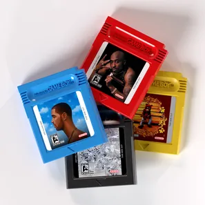 Game Boy cartridges with rap album covers – 3D render