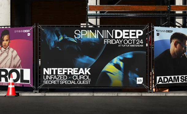 Spinnin’ Deep ADE 2025 construction fence banners